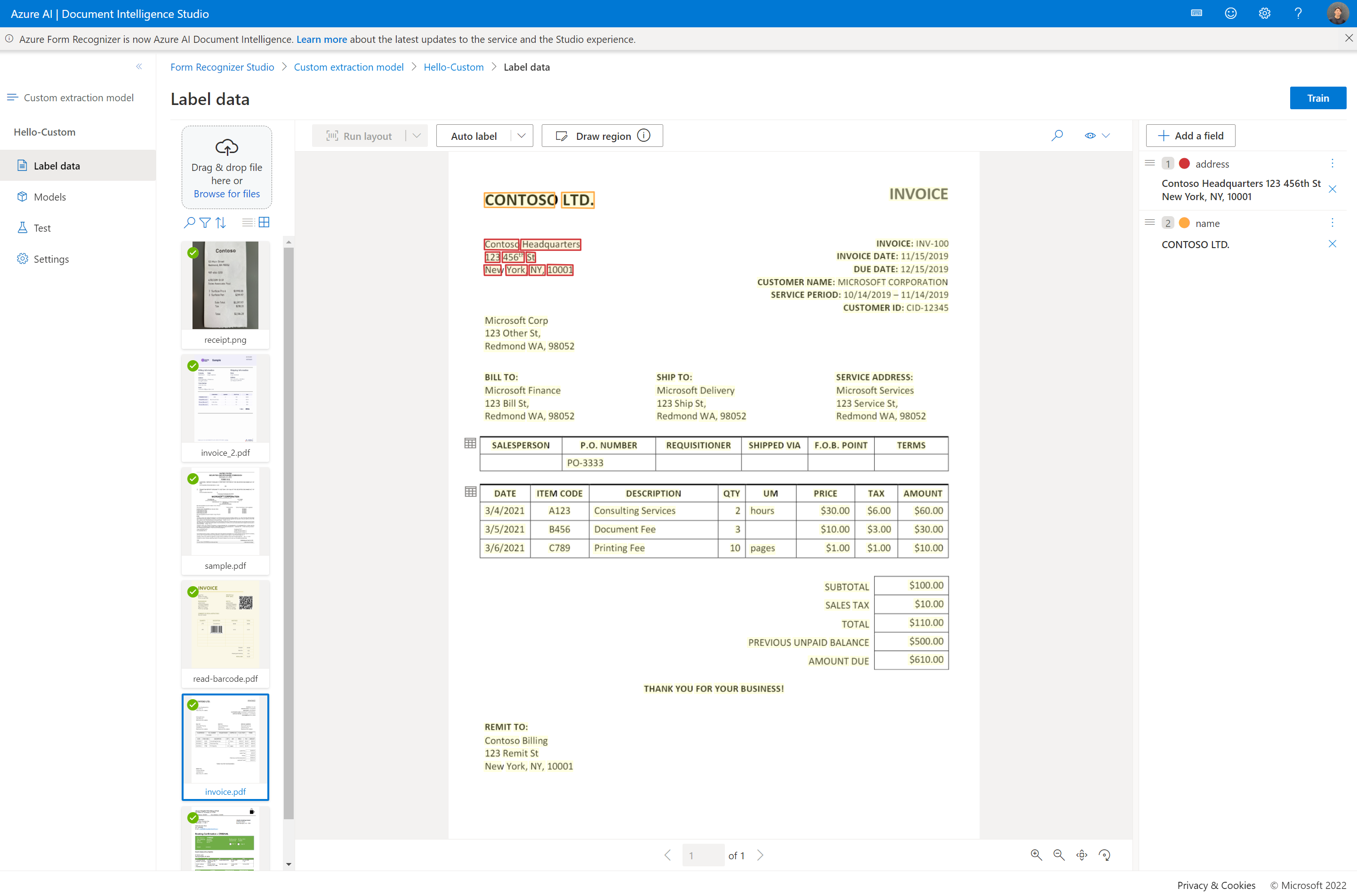 Screenshot delle opzioni di visualizzazione elenco dei documenti e dei filtri.