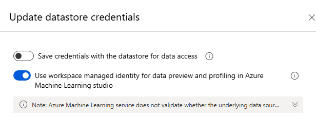 Usare l'identità gestita dell'area di lavoro per l'anteprima dei dati e la profilatura in studio di Azure Machine Learning.