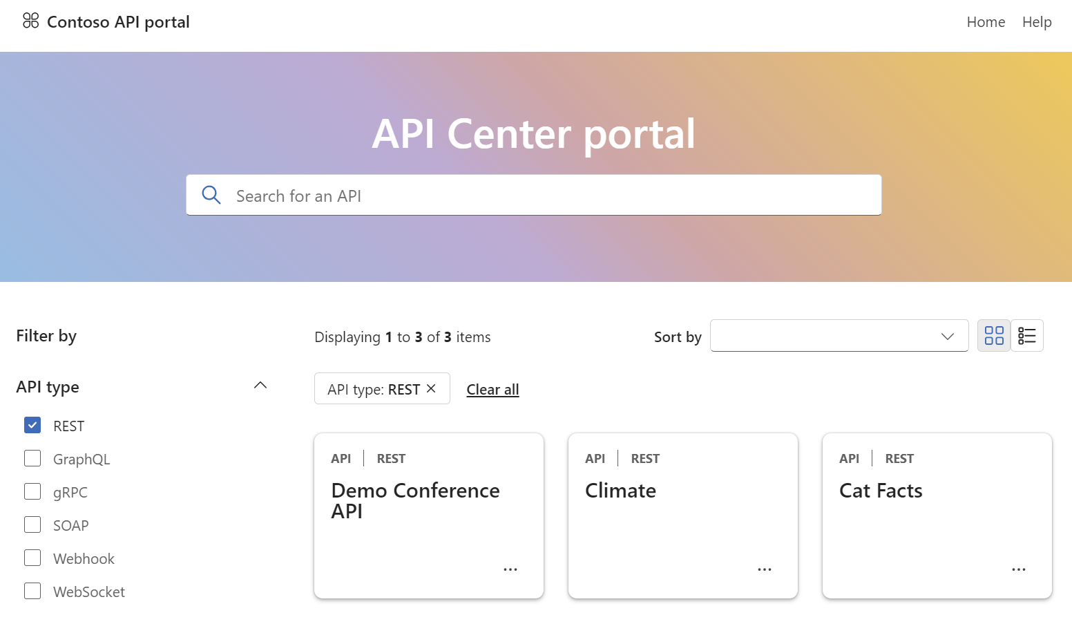 Screenshot del portale di Centro API dopo l'accesso dell'utente.