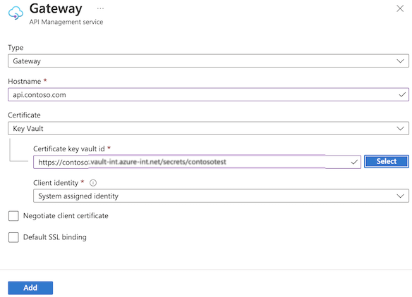 Configurare il dominio del gateway con il certificato di Key Vault