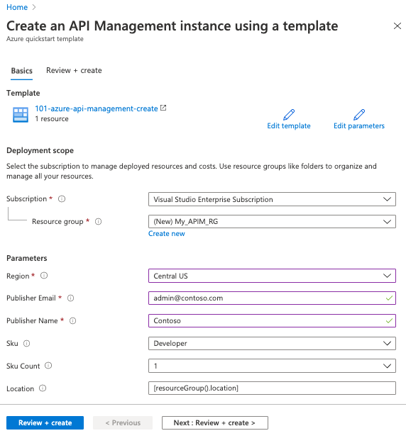 Proprietà del modello Gestione API