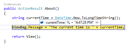 Visualizzazione della variabile in modalità debug in Azure