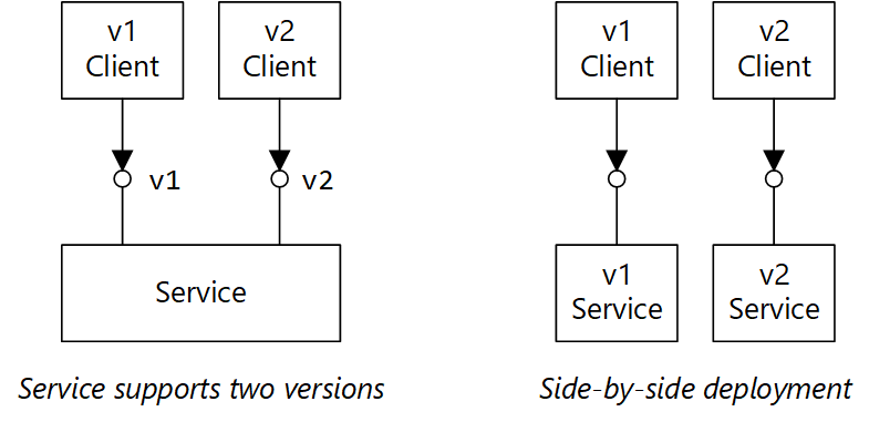 Diagramma che mostra due opzioni per il supporto del controllo delle versioni.