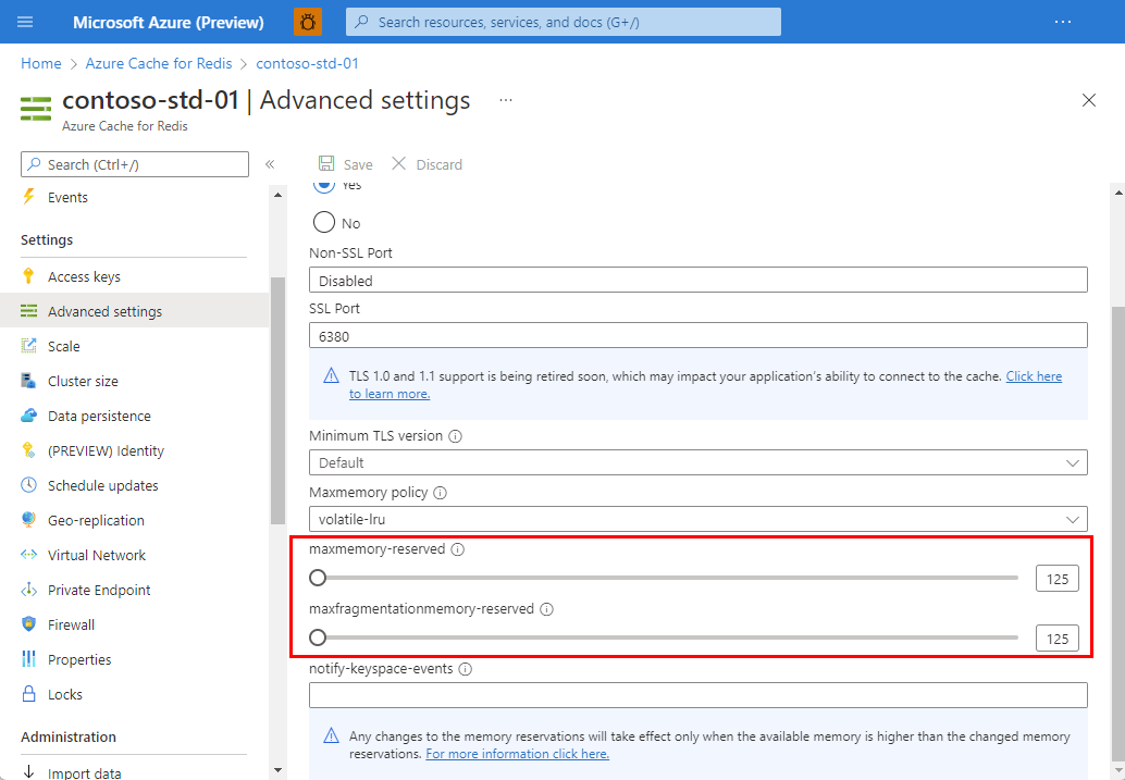 Criterio per la memoria massima di Cache Redis di Azure