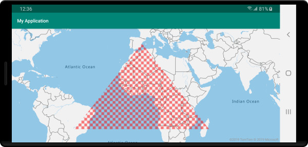 Poligono con un motivo di riempimento sottoposto a rendering sulla mappa