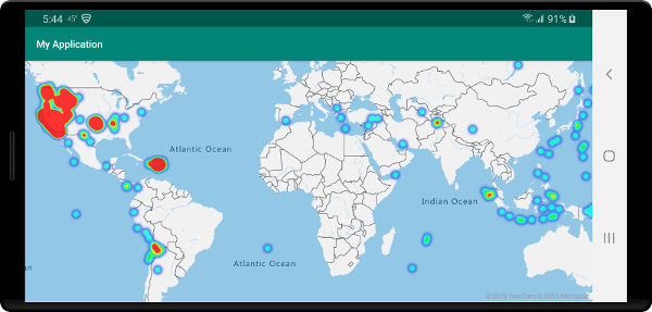 Mappa con il livello mappa termica dei terremoti recenti