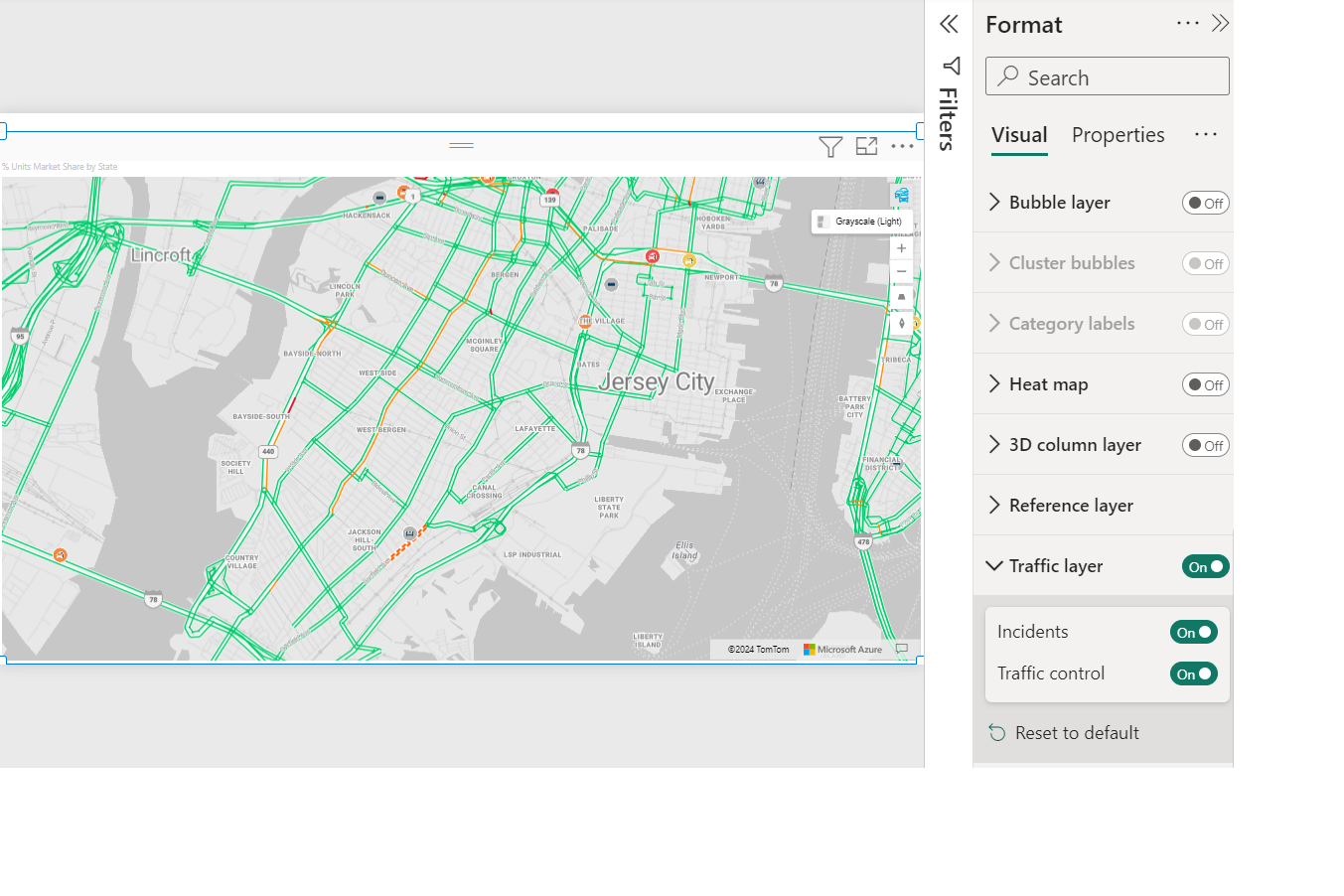 Una mappa che visualizza i dati del traffico in tempo reale.