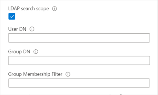 Screenshot del campo ambito di ricerca LDAP, che mostra una casella di controllo.