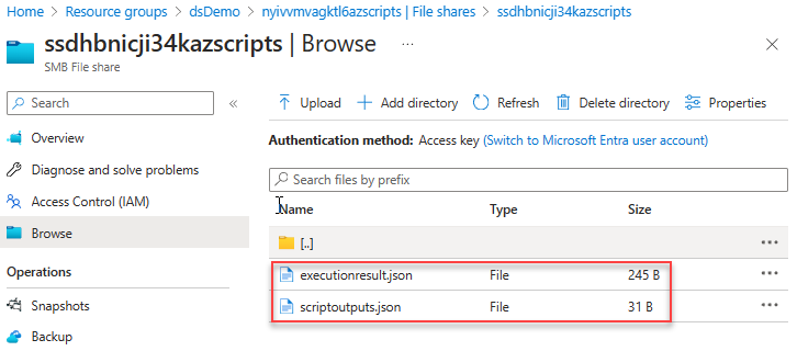 Screenshot del contenuto della cartella di output di uno script di distribuzione.