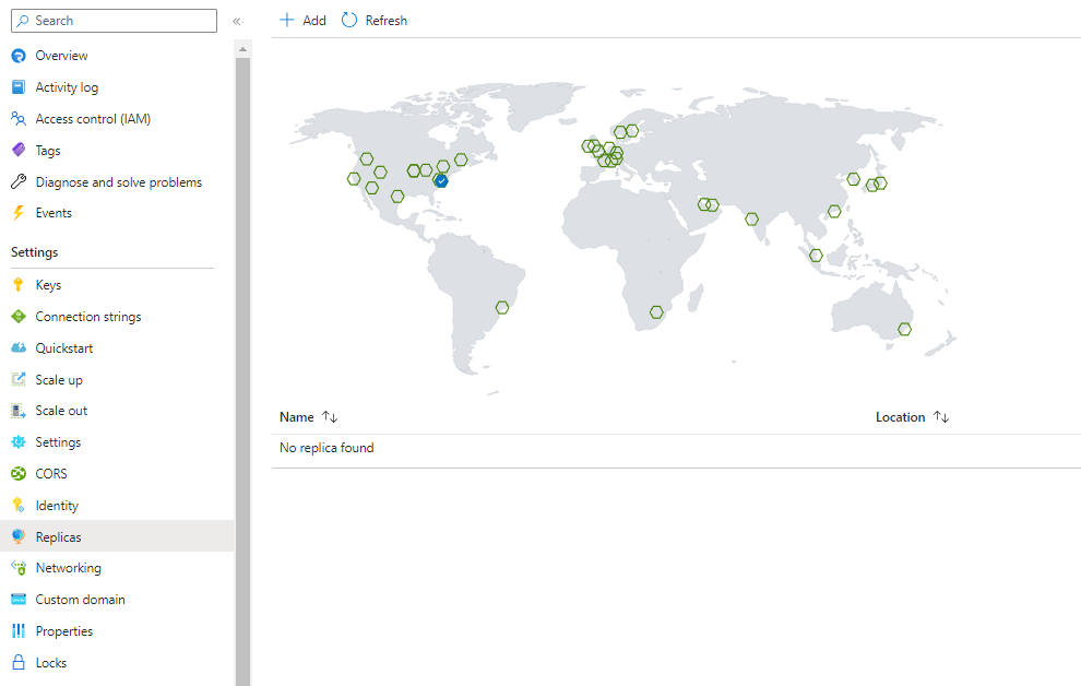 Screenshot della creazione della replica per Azure SignalR nel portale.