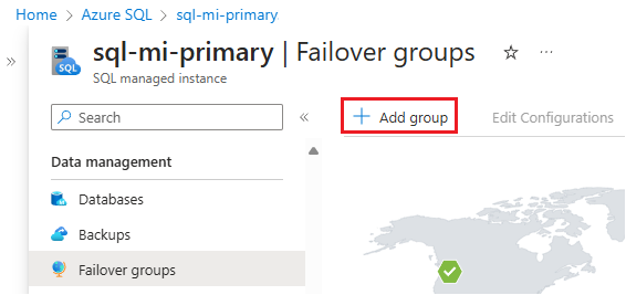 Screenshot dell'aggiunta di una pagina del gruppo di failover nel portale di Azure.