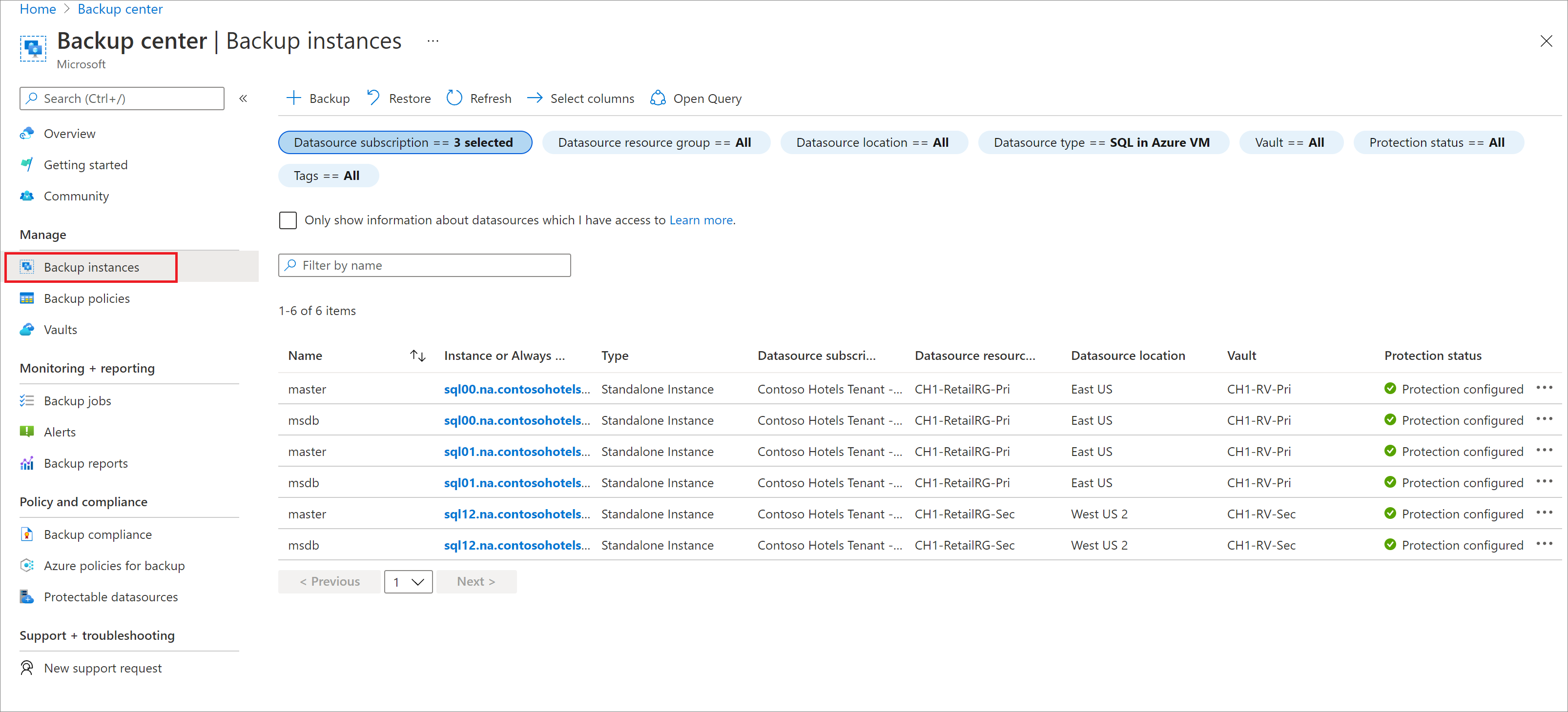 Screenshot che mostra come selezionare SQL nella macchina virtuale di Azure.