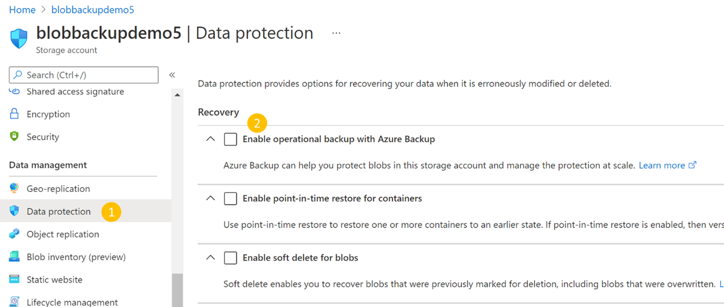 Backup operativo con Backup di Azure