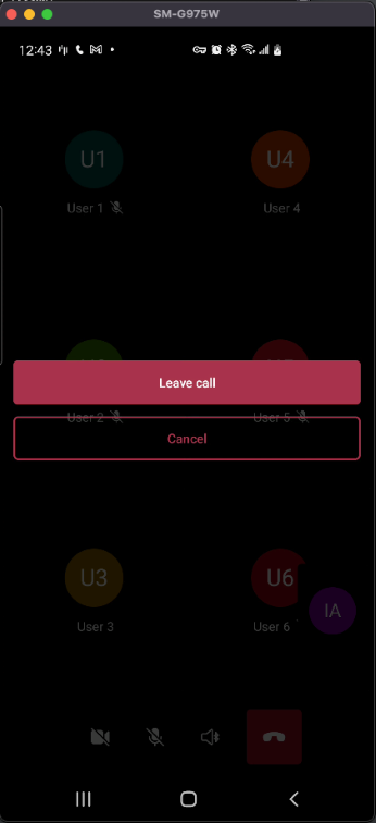 Screenshot che mostra il tema Android per un'esperienza chiamante.