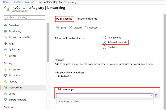 Configurare una regola del firewall per il registro contenitori