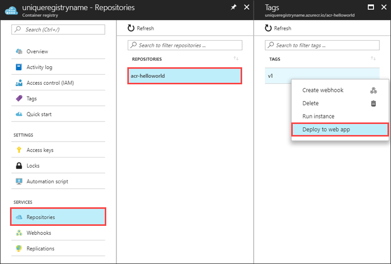 Distribuzione nel servizio app nel portale di Azure