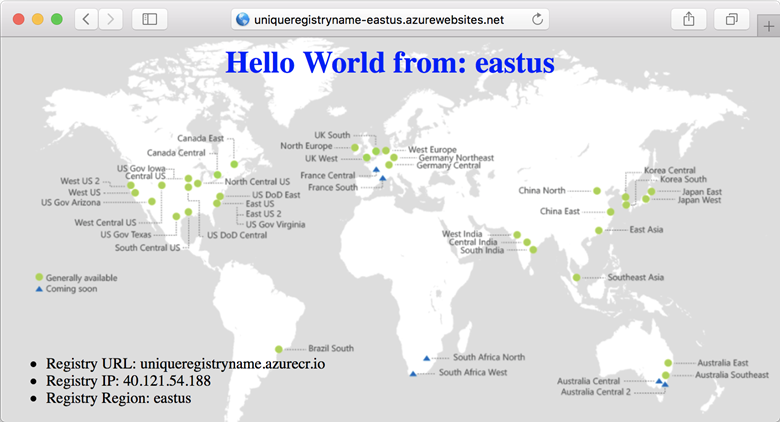 Applicazione Web distribuita visualizzata in un browser