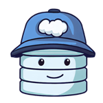 Illustrazione della mascotte del generatore di API dati, che è un database con un cappello di costruzione con un logo cloud.