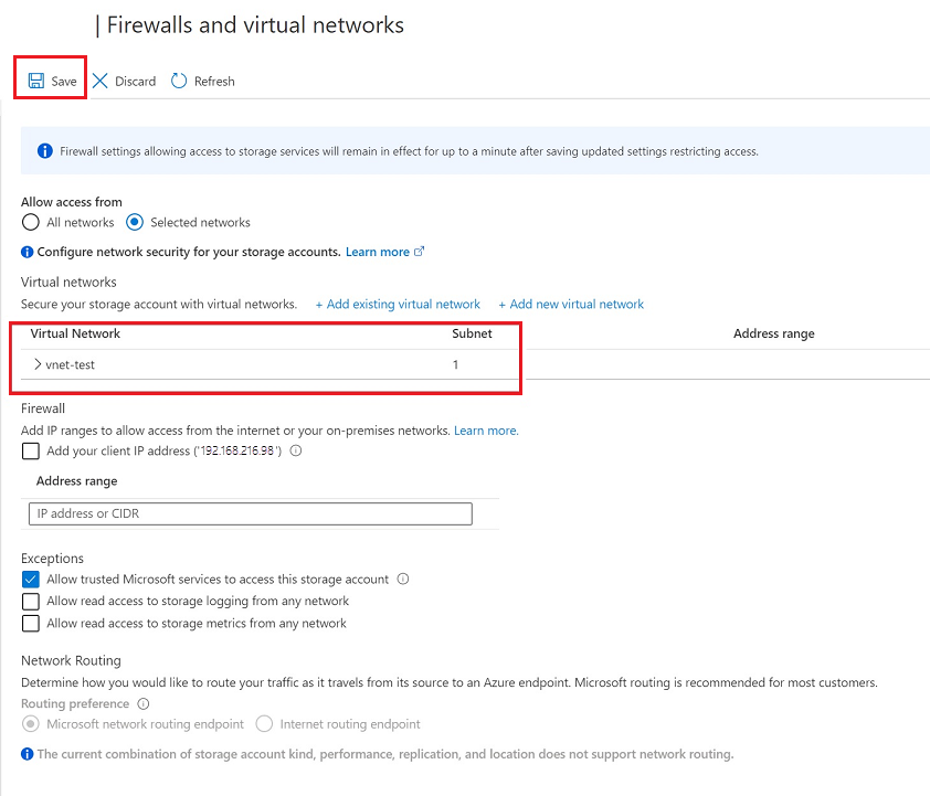 Rete virtuale per connettere l'account di archiviazione ad Azure Esplora dati.