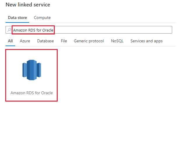 Screenshot del connettore Amazon RDS per Oracle.