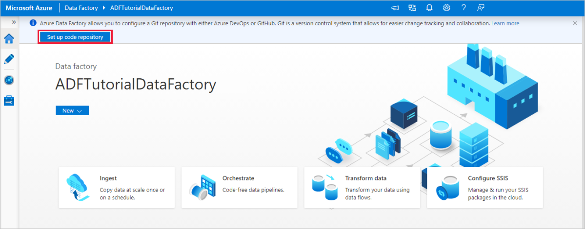 Configurare un repository del codice dalla home page