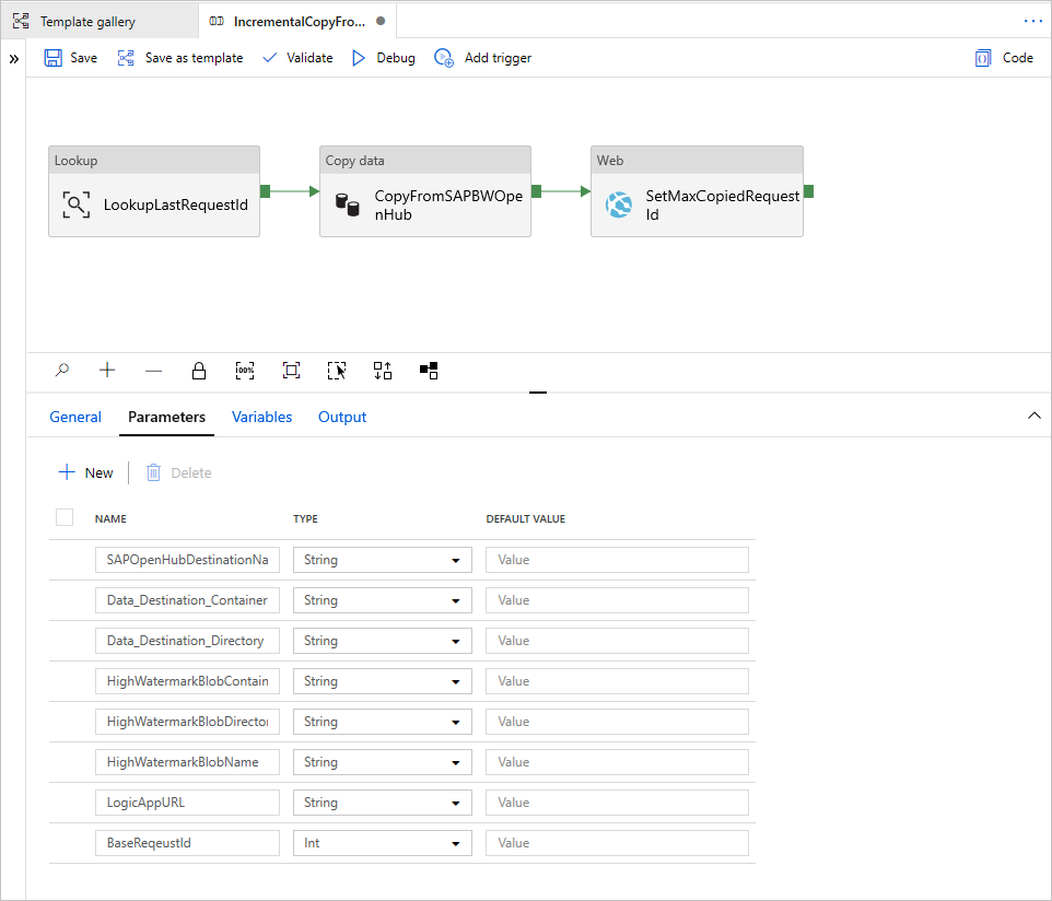 Copia incrementale dalla configurazione di SAP BW