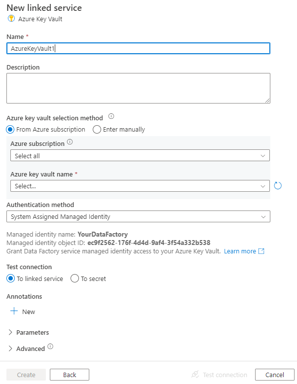 Configurare Azure Key Vault