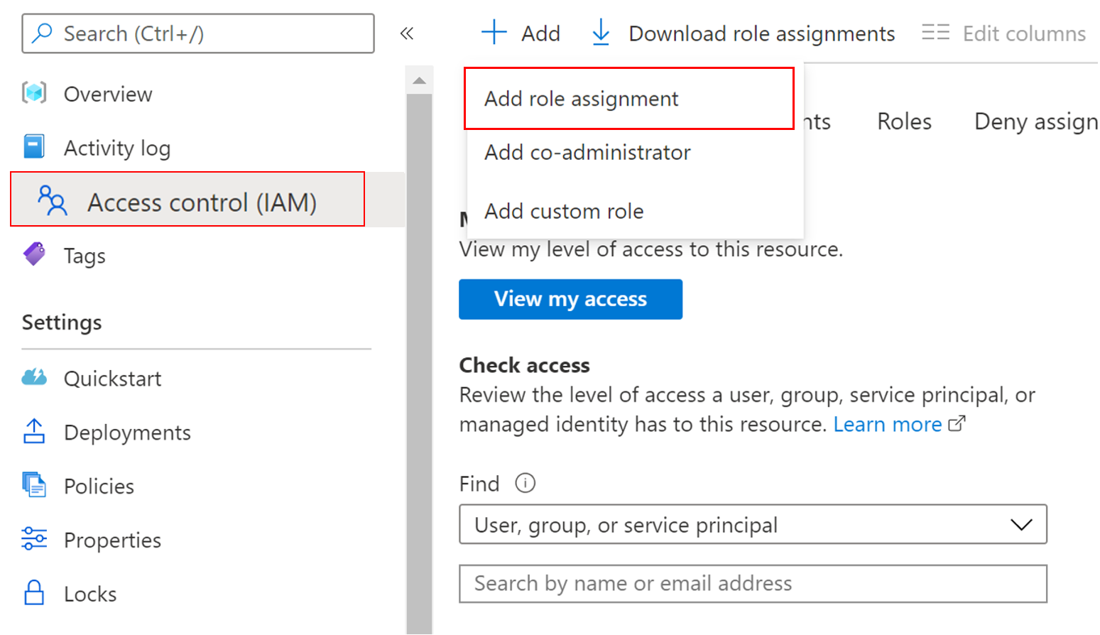 Screenshot che mostra l'assegnazione di ruolo in Data Manager.