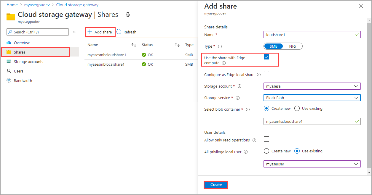 Creazione di condivisioni cloud in portale di Azure per il provisioning statico