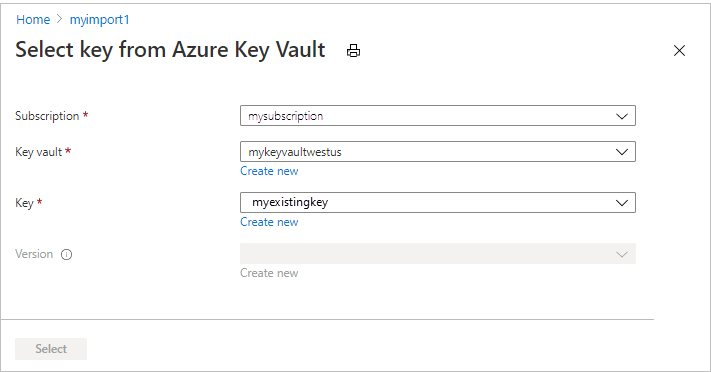 Selezionare una chiave da Azure Key Vault