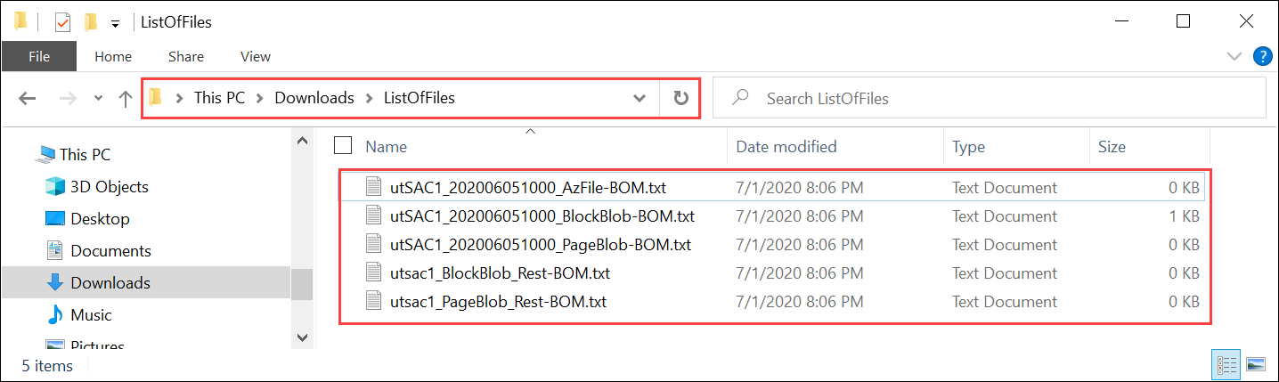 File per tipo di archiviazione e protocollo di connessione