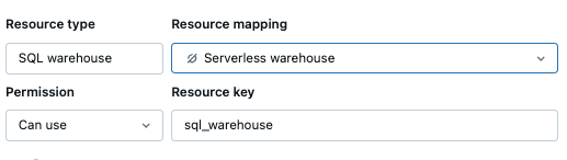 Aggiunta di un'istanza di SQL Warehouse come risorsa app nell'interfaccia utente