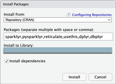 Installare le dipendenze del pacchetto Databricks Connect