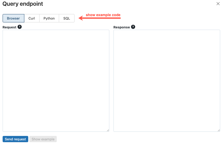 Finestra di dialogo dell'endpoint di query