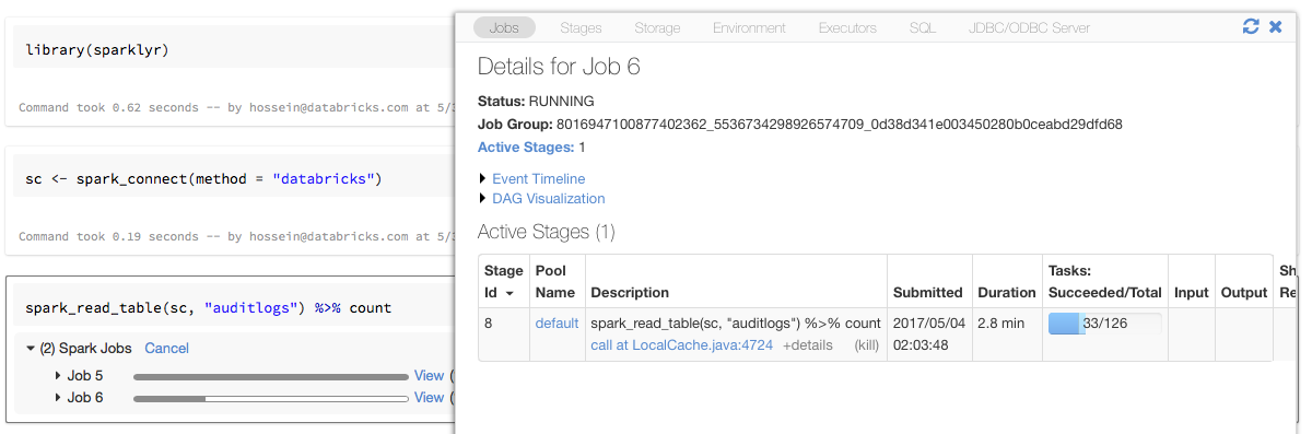 Stato di avanzamento di Sparklyr