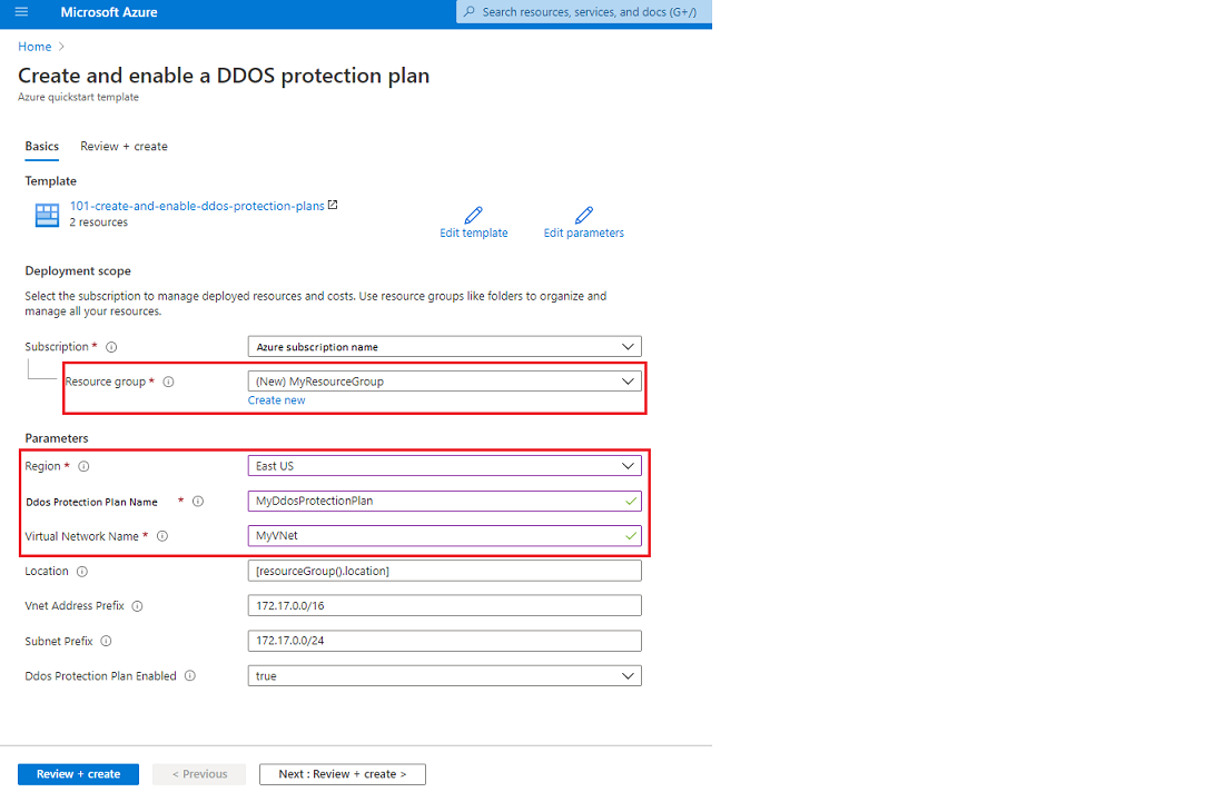 Modello di avvio rapido DDoS.