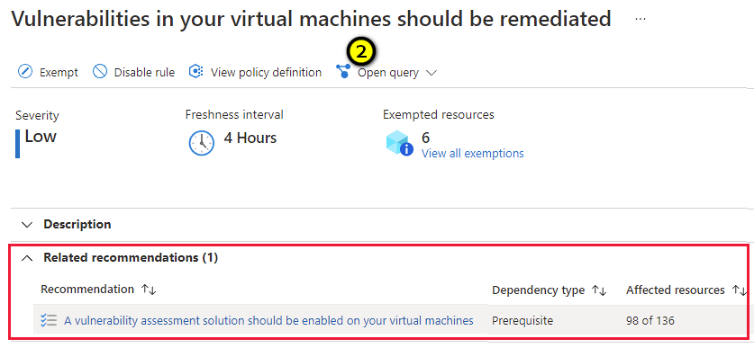 Screenshot della raccomandazione per risolvere le vulnerabilità individuate.