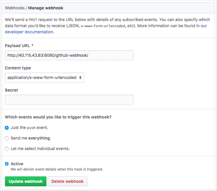 Creare un webhook GitHub per Jenkins