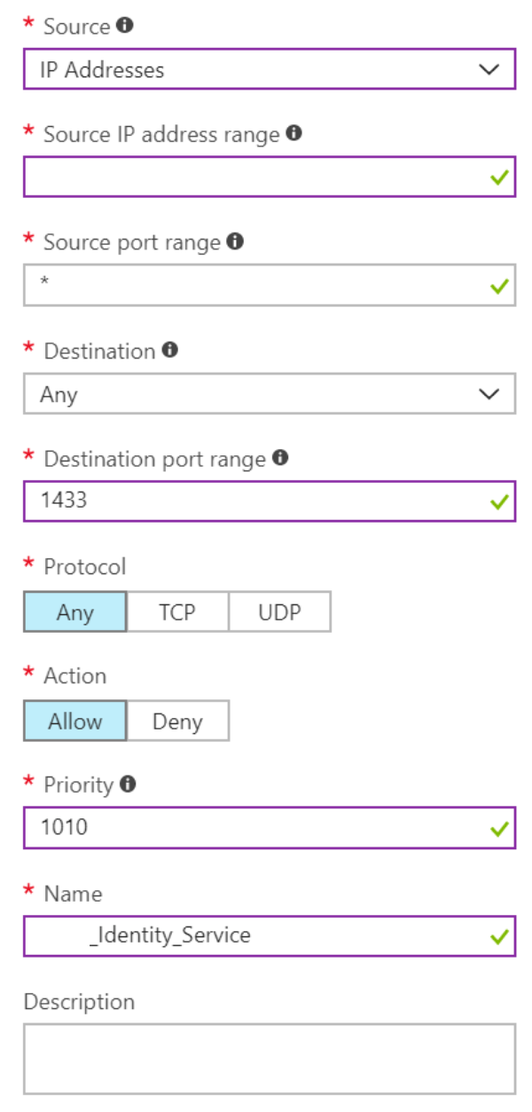 Screenshot di una configurazione della regola della porta in ingresso completata.