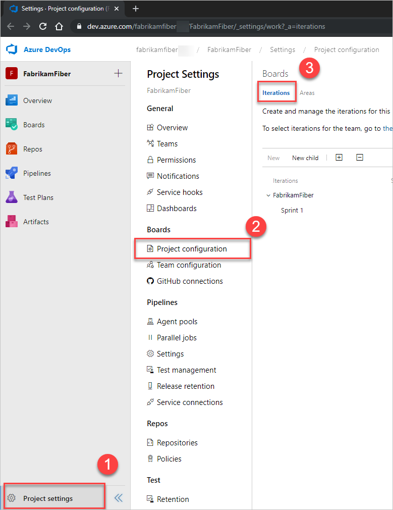 Screenshot di Project Settings (Impostazioni progetto), Project Configuration (Configurazione progetto).