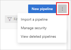 Screenshot delle opzioni del menu di sicurezza della pipeline.