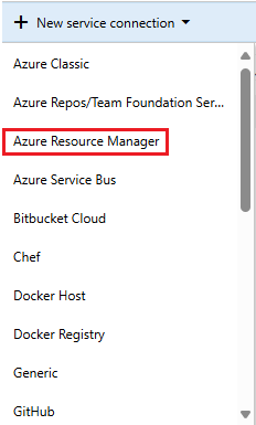 Screenshot che mostra la selezione di Azure Resource Manager.