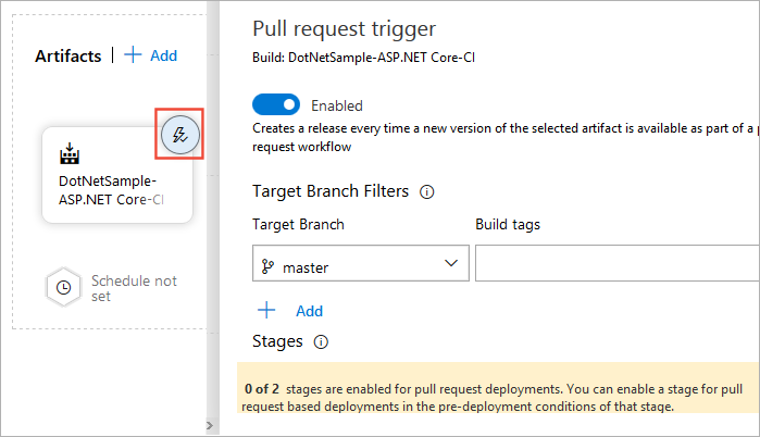 Configurare un trigger di richiesta pull.