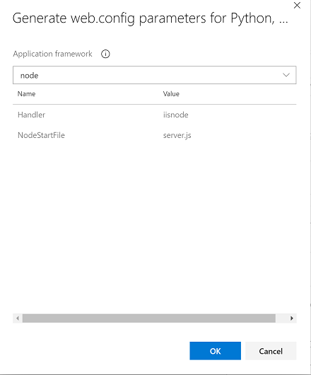 Screenshot dell'elenco a discesa Framework applicazione.