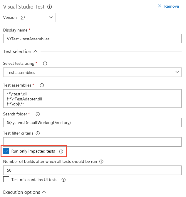 Abilitare TIA nell'interfaccia utente dell'attività Test di Visual Studio