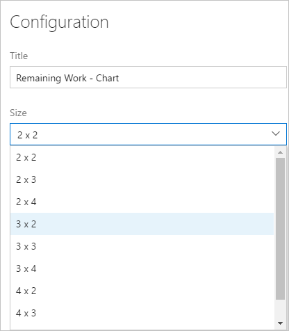 Screenshot della funzione di modifica delle dimensioni del widget.