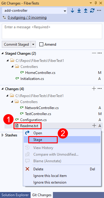 Screenshot dell'opzione Modifiche nella finestra 