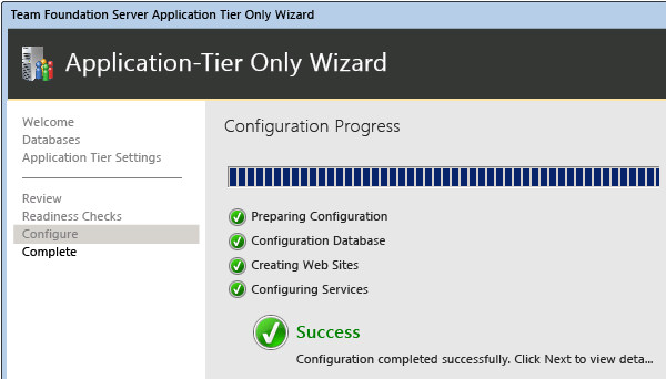 Al termine dell'operazione viene configurato TFS