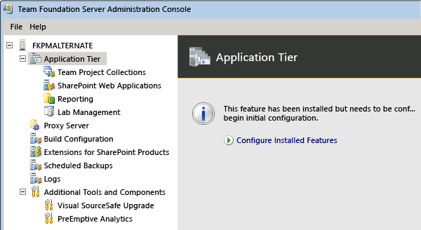 Configurare TFS dopo il ripristino dei database