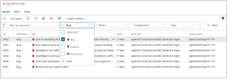 Applicazione di filtri alla query